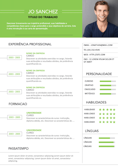 100 Modelos de Currículo Para Baixar ou Editar | CV - Curriculum Vitae  Online