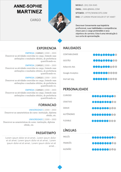 100 Modelos de Currículo Para Baixar ou Editar | CV - Curriculum Vitae  Online